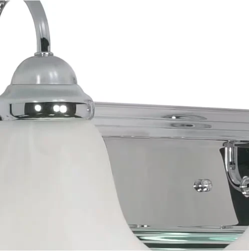 SATCO 18" 2-Light Polished Chrome Vanity Light with Alabaster Glass Bell Shades - Picture 4 of 6