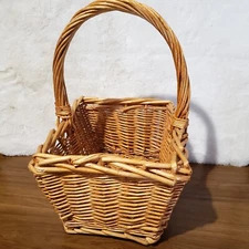 Wicker Basket With Handle Rectangle Home Storage Decor