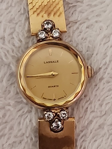 Rare Gold Tone W/Chip diamonds Ladies Lassale By Seiko Needs Battery - 第 4/19 張圖片