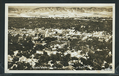 WA Walla Walla RPPC 1950's BIRD'S EYE VIEW of TOWN by Smith's Scenic Views 2-227