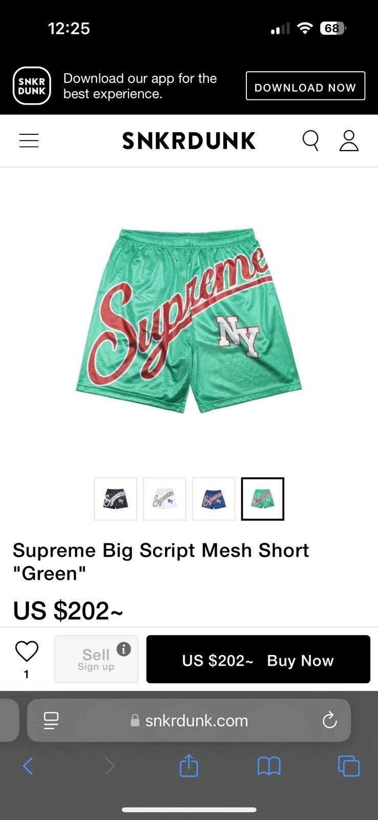Short de sport Supreme Big Script maille SS24 vert homme taille L