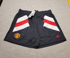 Adidas Manchester United FC 2022-23 Icon Shorts Large Mens Black Red Gold Soccer