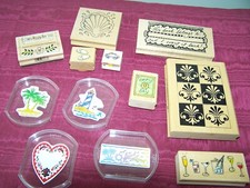 12 Large Crafting Stamp LOT Delta, Inkadinkadoo, Westwater, Wood, plastic