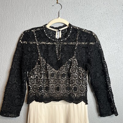 ModCloth Little Mistress lace dress Size 2 Womens - Black And Cream Pleated  Maxi | eBay