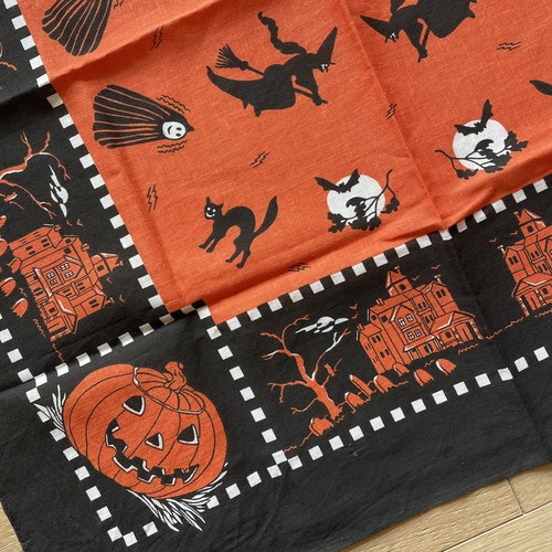 Vintage NOS USA 13960 Cotton Halloween Witch Black Cat Bandana 22 X 21 - Picture 3 of 5