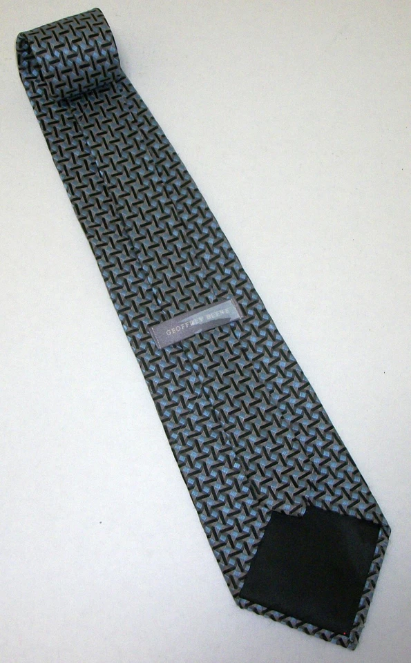 Geoffrey Beene Blue, Black, & Gray Check Silk Neck Tie 59" Long x 4" Wide (E750) - Image 3 of 3
