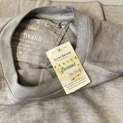 Lucky Brand Mens Sweatshirt Size M Medium Venice Burnout Grey - Picture 8 of 9