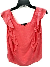 Gibson Shirt Womens Small Pink Ruffled Sleeve Swiss Dot Scoop Neck Blouse