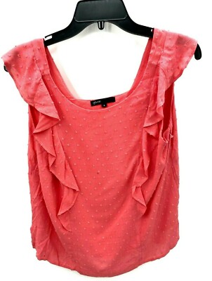 Gibson Shirt Womens Small Pink Ruffled Sleeve Swiss Dot Scoop Neck Blouse