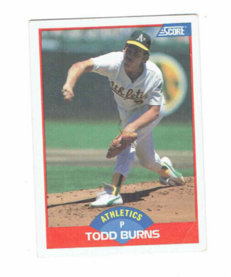 Todd Burns Oakland Athletics #54 Pitcher #465 Score 1989 #Baseball