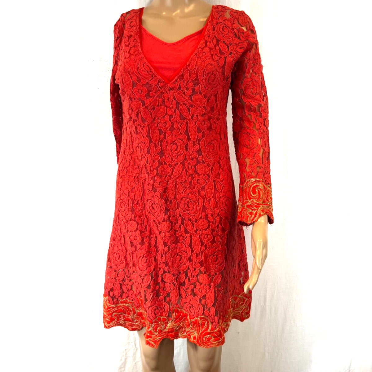 Free People Women's Tangerine Floral Lace Layered Camisole Slip Dress SP |  eBay