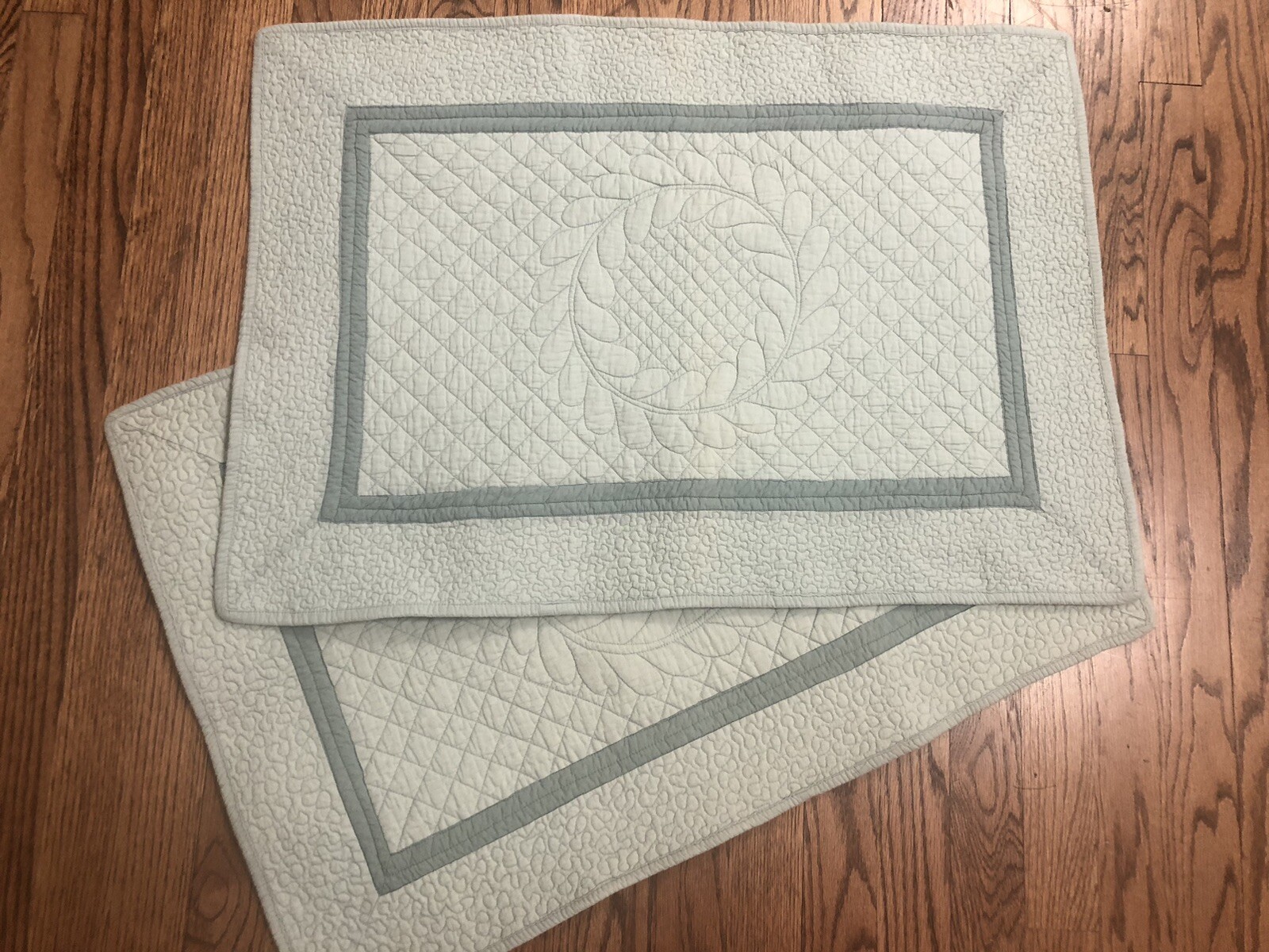 Restoration Hardware Silver Sage FullQueen Quilted Pillow Shams / Set