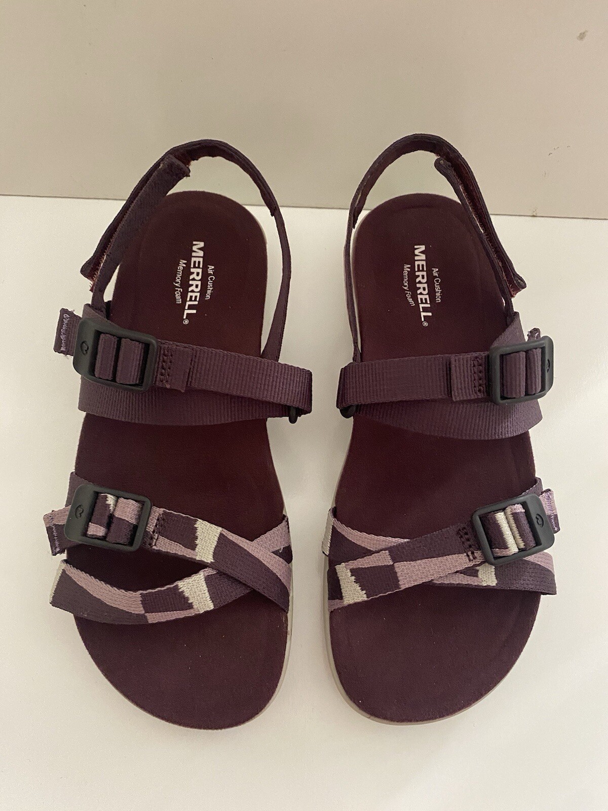 Scarpe sandali donna Merrell memory foam ammortizzati d'aria cinturino posteriore bordeaux taglia 6