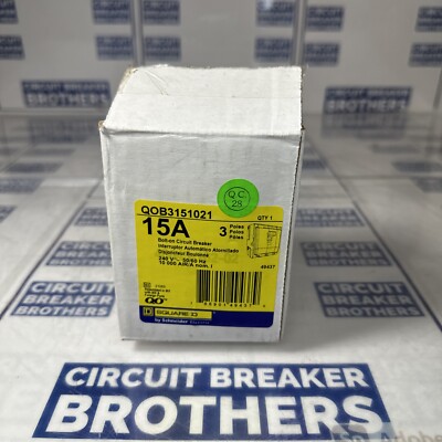 Square D QOB3151021 15 Amp 240 Vac 3 Pole Bolt On Circuit Breakers (New In Box)