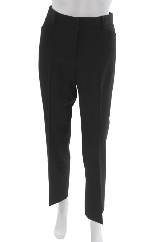 Theory Unisex Dress Pants Black Virgin Wool Button Closure Size 8