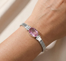 Pink Topaz Gemstone Handmade 925 Sterling Silver Jewelry Chain Bracelet