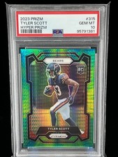 2023 Panini Prizm Tyler Scott Hyper Prizm Rookie RC /175 #315 Bears PSA 10