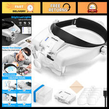 Adjustable Magnifying Glasses with LED Light, 1X-14X Zoom for Crafts Hobbies