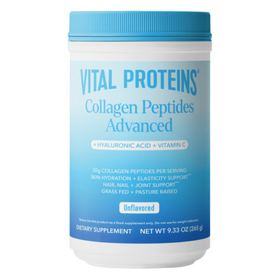 Grass Fed Collagen Peptides Advanced Powder Supplement, with Hyaluronic Acid + V