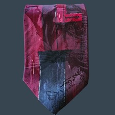 Men's Como Collezione Imported Silk Tie Red  Black Abstract Pattern