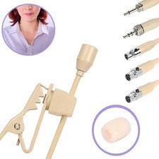Lavalier Lapel Mic Microphone 2 Microphone Cover 3-Pin 3.5mm Beige Cardioid