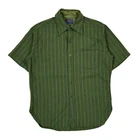 Pendleton Striped Short Sleeve Shirt - Large Green Virgin Wool