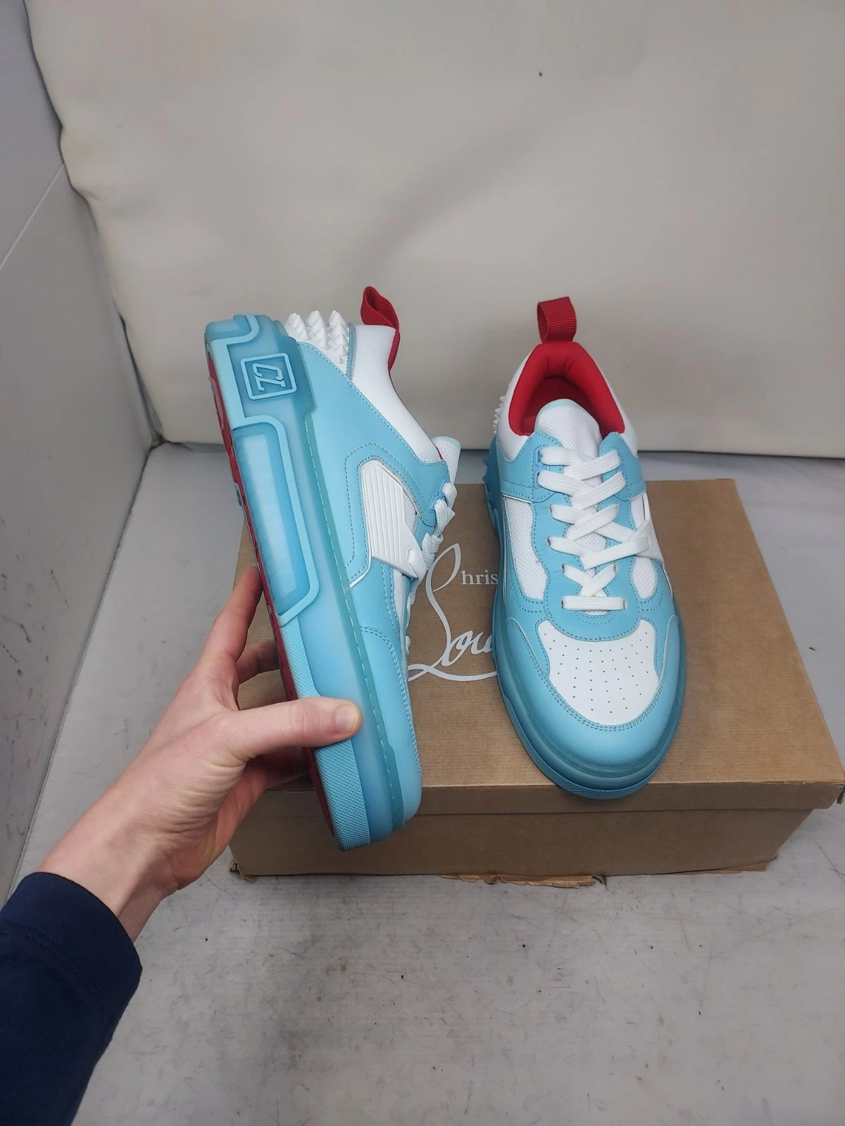 Christian Louboutin — Christian Louboutin EU 45 US 12 MEN NEW Astroloubi Low Top Blue Spike Sneaker