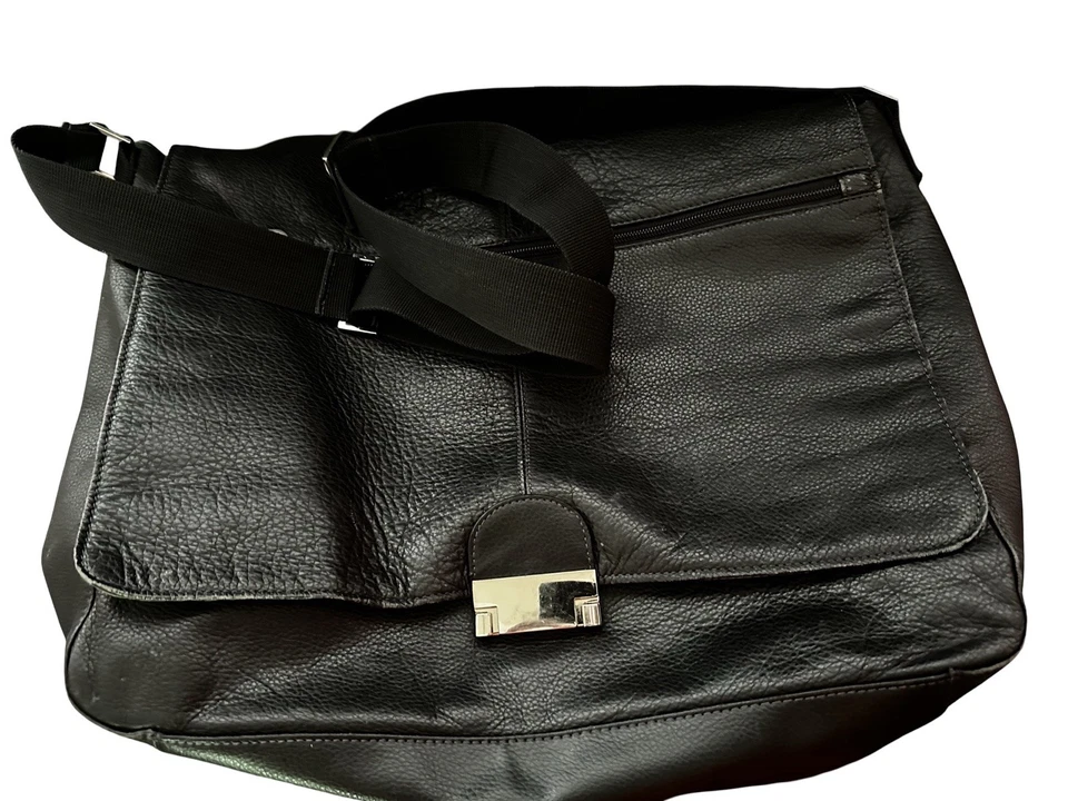 PERRY ELLIS PORTAFOLIO Hombre’s Bolso Mensajero Maletín Negro Foto 4 de 4