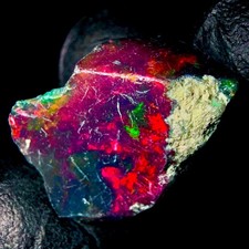 Ethiopian Fire Black Opal, Natural Opal rough, Dry Opal gemstone 7.5 Ct 16x13 mm