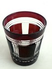 Ruby Glass Cut to Clear Crystal Plaid Rocks Old Fashioned Tumbler — photo 2