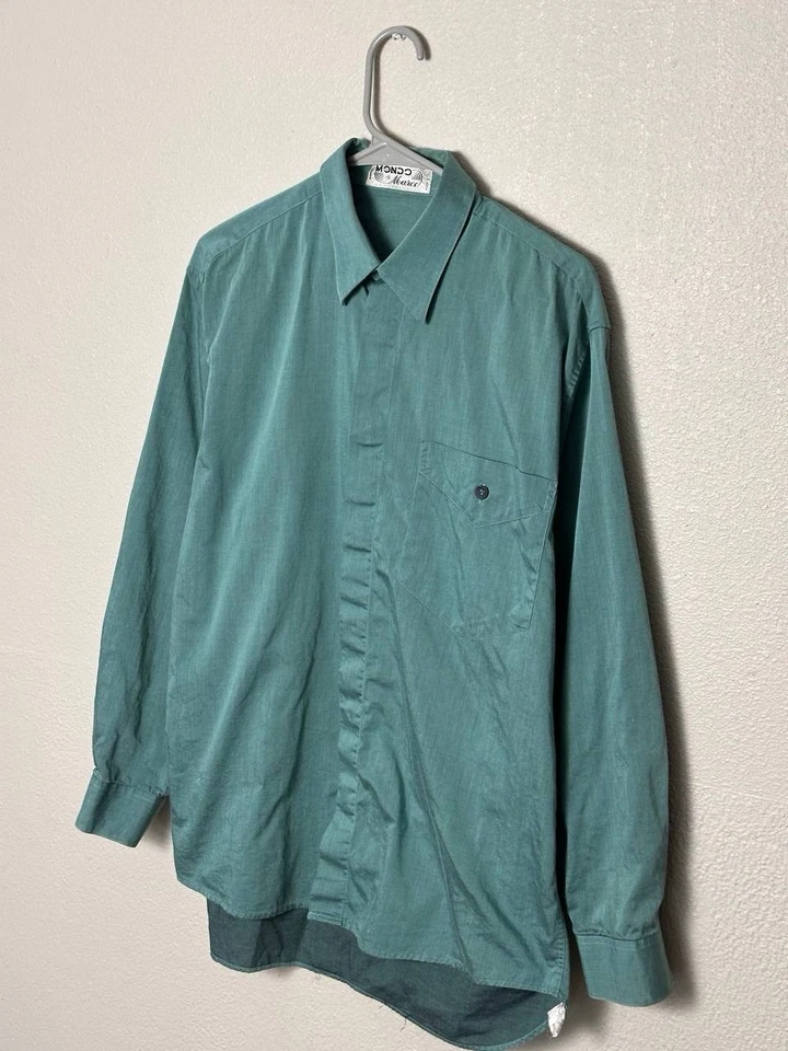 Mondo di Marco Shirt Mens Size Large Green Italy Made 100% Cotton Vintage Foto 2 de 4