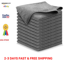 Microfiber Cleaning Cloth Grey 12 Pcs 12.5x12.5 Inch High Absorbent Car Wash