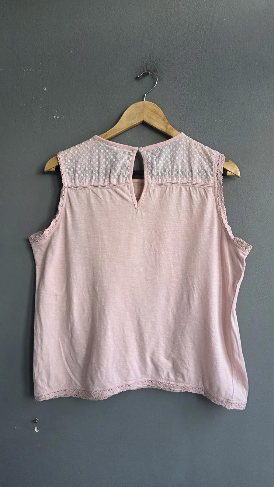 Hush Pink Cotton Lace Trim Sleeveless Top Embroidered Detail M Mesh Light Summer image 6