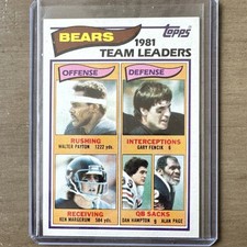 1982 Topps Chicago Bears Team Leaders #292 Payton Page Hampton Fencik