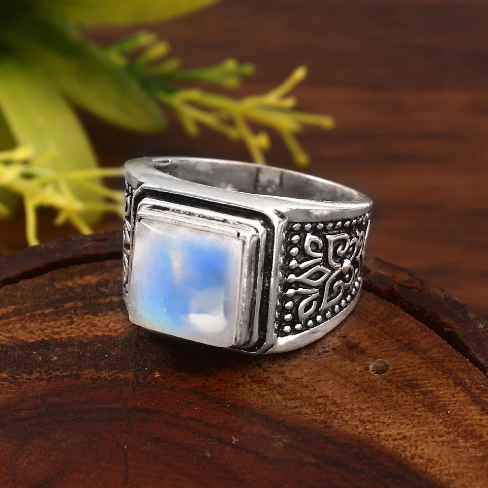 925 Sterling Silver Rainbow Moonstone Gemstone Jewelry Ring (All size US) - Image 2 of 3