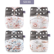 Eco-Friendly Gray Mesh Cloth New 4Pcs/Set Washable Pocket Diaper Adjustable Reus