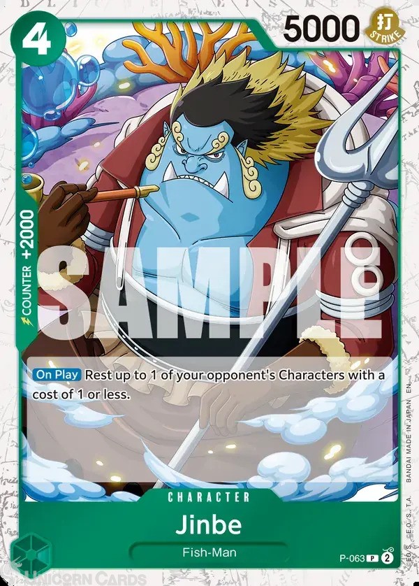 P-063 Jinbe : Promo Pirate Foil English One Piece TCG Card : PRB02: One Piece Ca