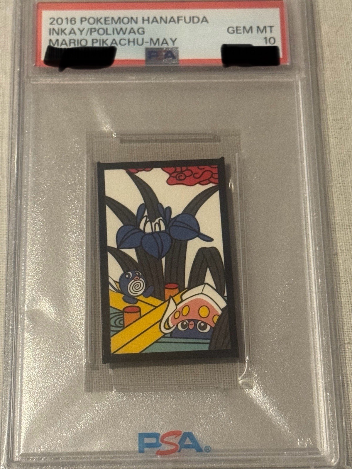 PSA10 2016 POKEMON HANAFUDA INKAY/POLIWAG GEM MT MARIO PIKACHU-MAY 10