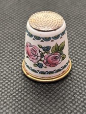 Vintage Halcyon Days Bilston & Battersea Emaille Rosen Fingerhut - Made in England