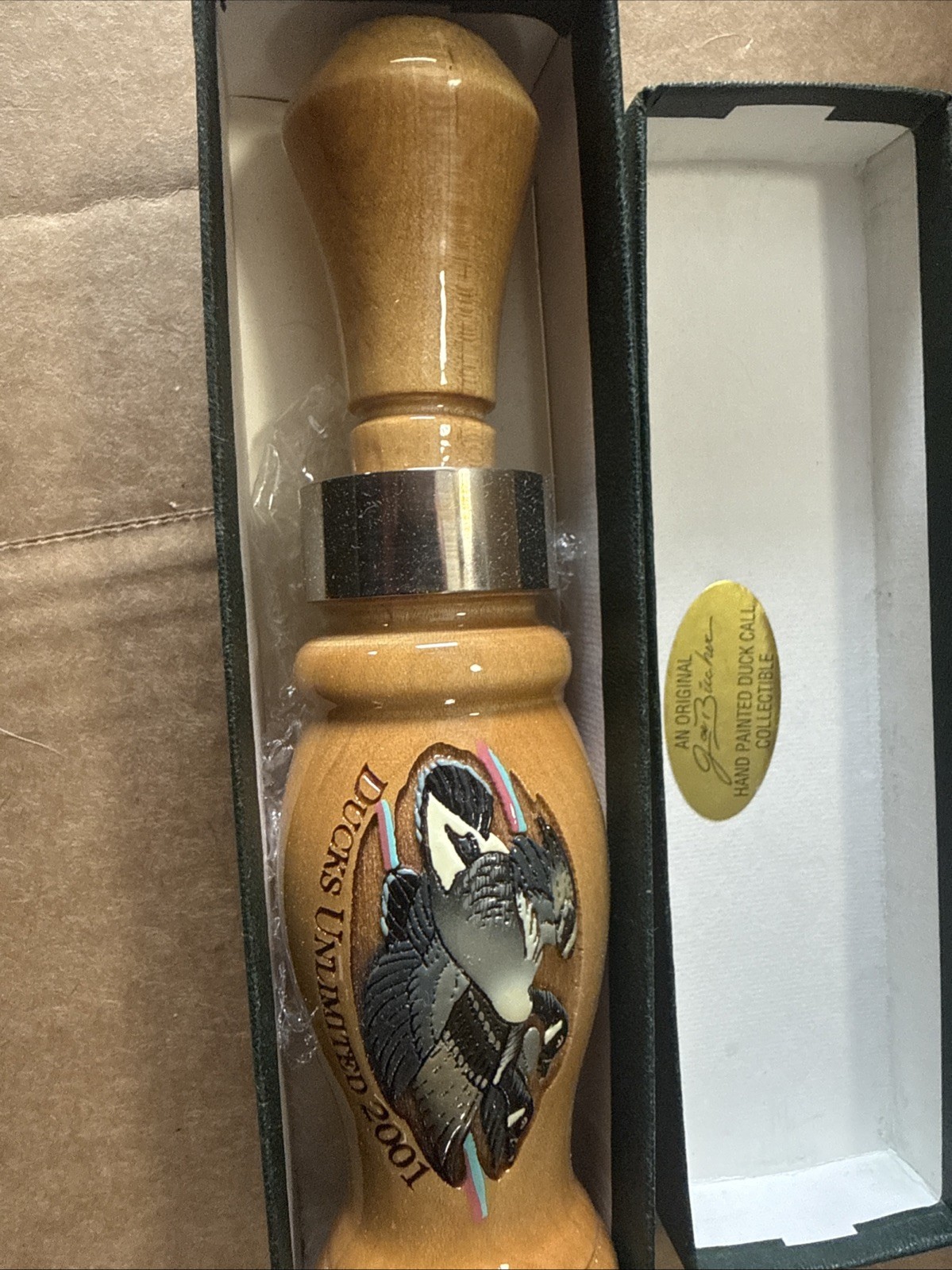 2001 Ducks Unlimited Joe Bucher Painted Duck Call Canada Goose Signed Numbered 