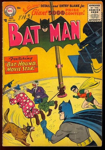 Batman #103 Nice Unrestored Late Golden Age Superhero Vintage DC Comic 1956 VG-