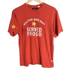 Carl’s Jr hamburger Served Proud Employee T Shirt Red Small