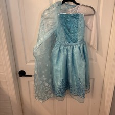 Vestido Relibeauty Niña EE. UU. Talla 7-8 Azul Claro Reina de las Nieves Disfraz Con Tren