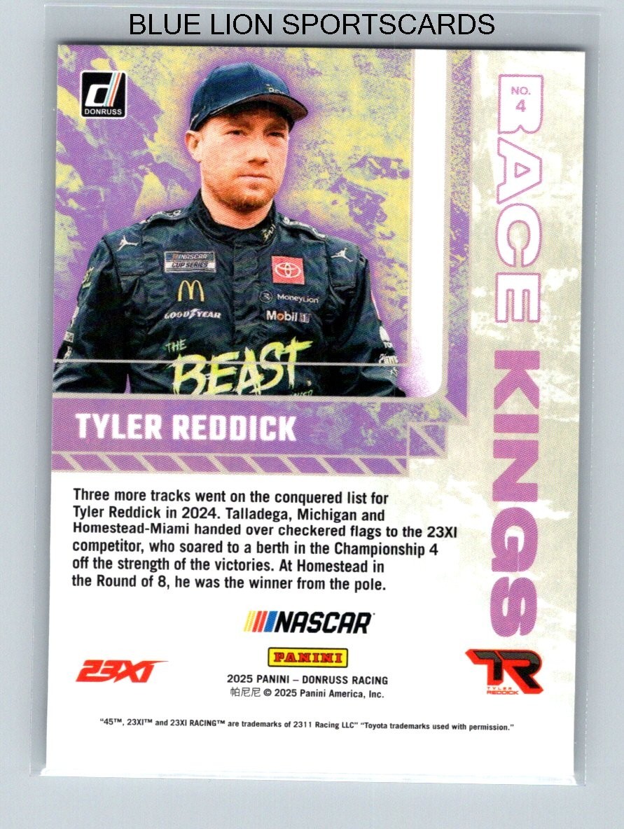 2025 Donruss Nascar Race Kings #4 Tyler Reddick | eBay