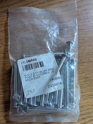GRAINGER APPROVED 5MA66 Binding Post,Aluminum,#8-32,2 1/4''L,PK25 5MA66