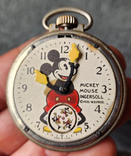 Raro Reloj Bolsillo Al Horen Años 60 Ingersoll Mickey Mouse De Colección Disney Antiguo  - Imagen 5 de 17