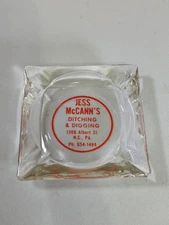 JESS MCCANNS DITCHING AND DIGGING, NEW CASTLE PA, VINTAGE GLASS ASHTRAY