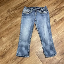 Vigoss Jeans Blue Denim Capri Women 5/6X21 Stretch The New York Acid Wash Pants