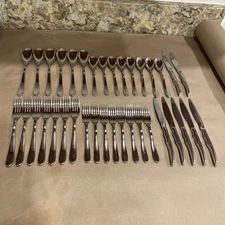 Yamazaki Patrick Stainless Flatware 6 Place Setting 36 Total Wavy Ridge Grip