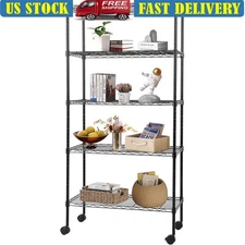 Heavy-Duty Metal Shelving Unit Adjustable 5-Tier Storage Rack 1250lbs Garage Use